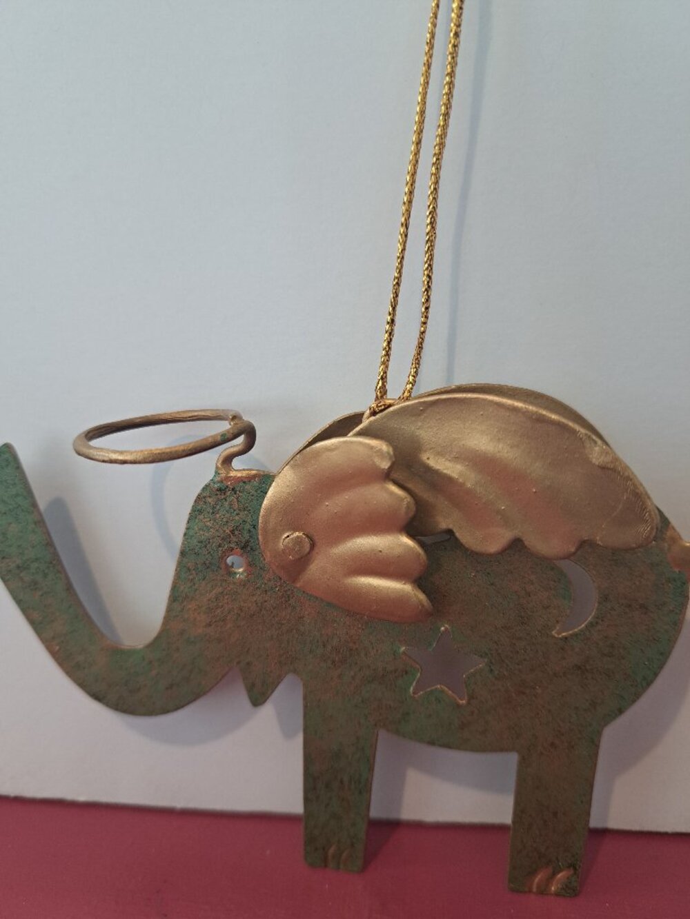 Metal Angel Elephant Ornament